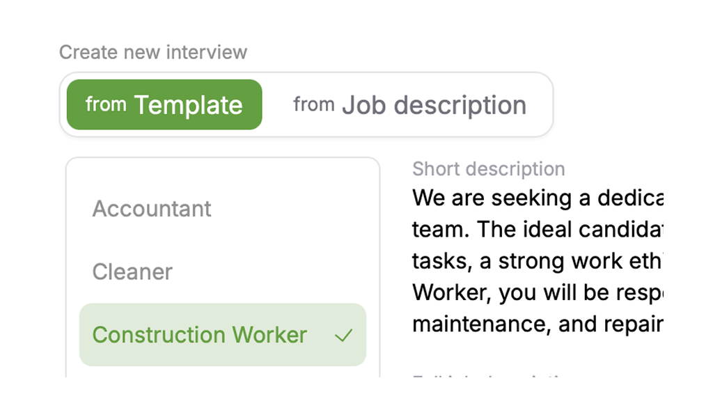 Interview templates